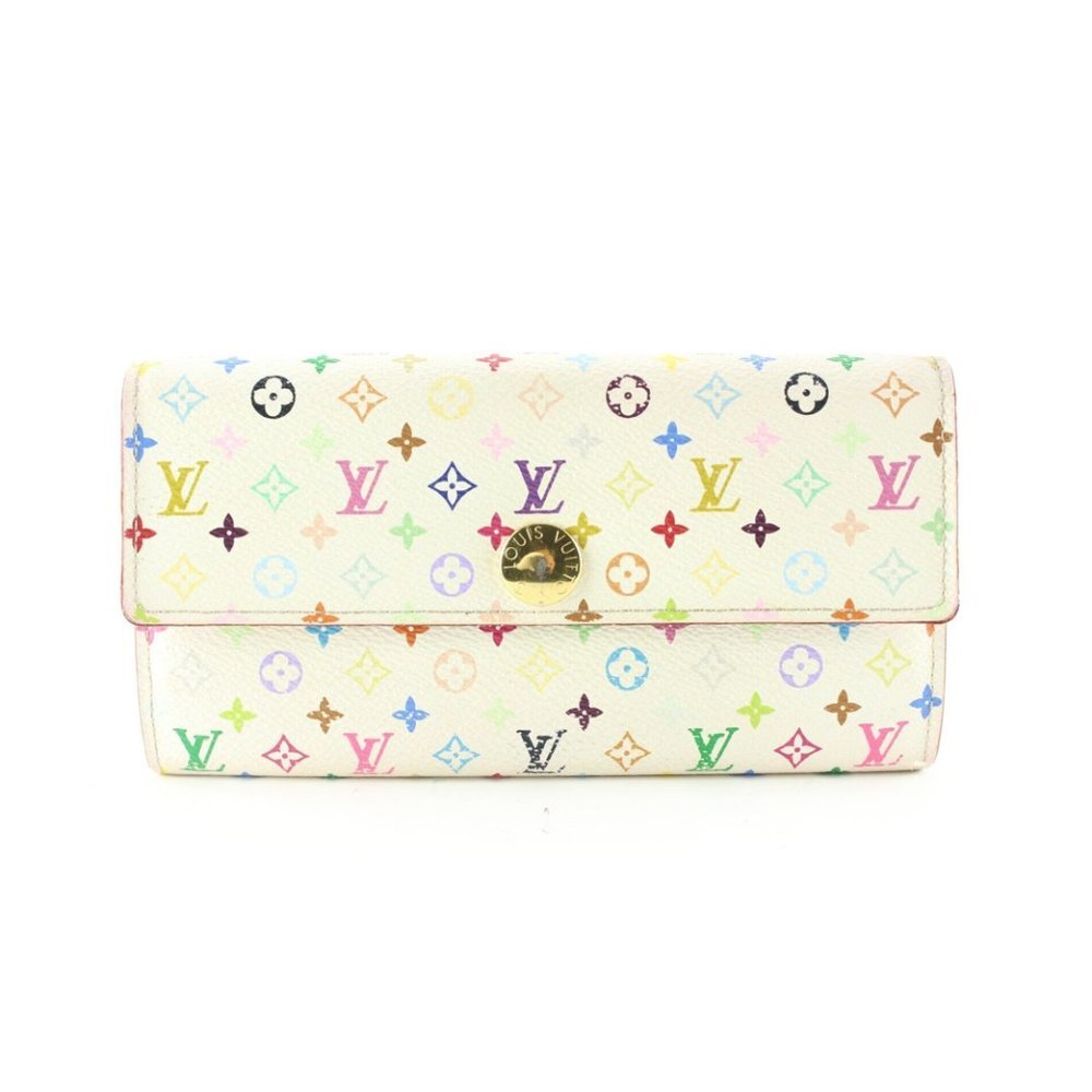 Louis Vuitton White Monogram Multicolor Sarah Flap Wallet Pink 6LV512S